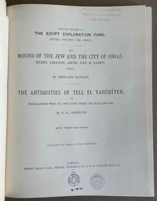 The mound of the Jew and the city of Onias. Belbeis, Samanood, Abusir, Tukh el-Karmus. 1887. The antiquities of Tell el-Yahudiyeh and miscellaneous works in Lower Egypt during the years 1887-1888[newline]M1206-03.jpeg