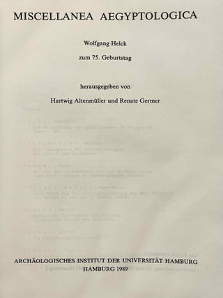 Miscellanea aegyptologica. Wolfgang Helck zum 75. Geburtstag.