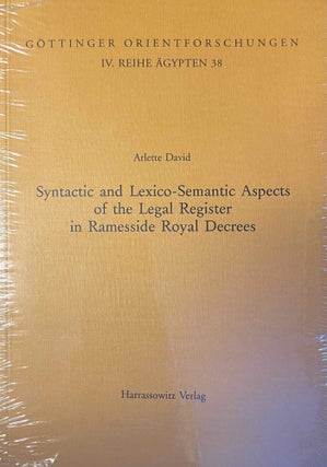 Item #M12161 Syntactic and lexico-semantic aspects of the legal register in Ramesside royal...
