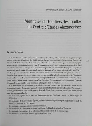 Les monnaies des fouilles du Centre d'Etudes Alexandrines. Les monnayages de bronze à Alexandrie de la conquête d'Alexandre à l'Egypte moderne.