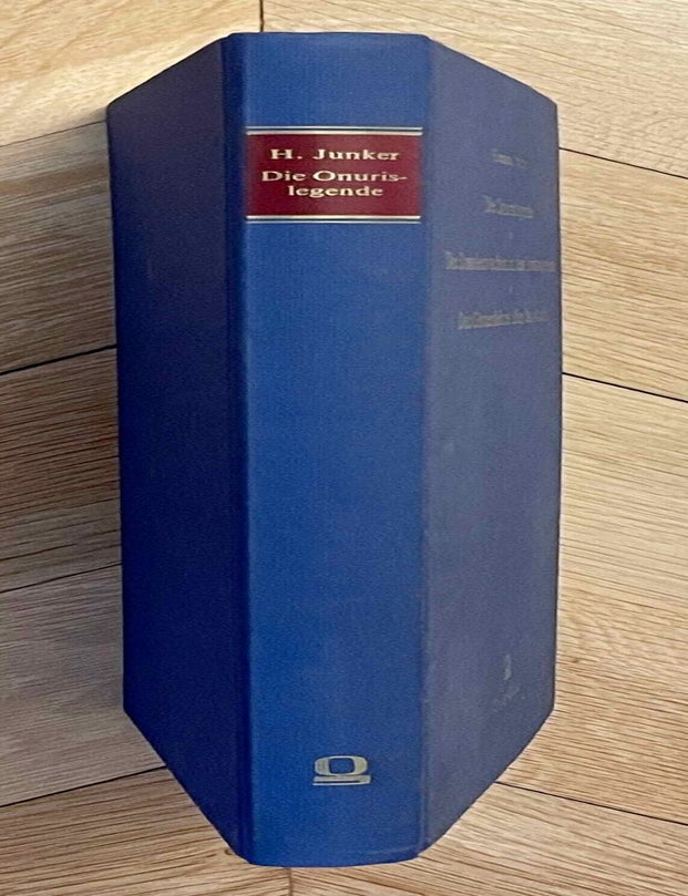 Item #M12219 Die Onurislegende, with: Die Stundenwachen in den Osirismysterien nach den Inschriften von Dendera, Edfu und Philae, with: Das G&ouml;tterdekret &uuml;ber das Abaton. 3 titles bound in one. JUNKER Hermann.[newline]M12219-00.jpeg