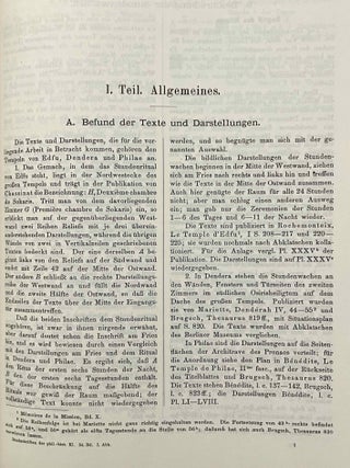 Die Onurislegende, with: Die Stundenwachen in den Osirismysterien nach den Inschriften von Dendera, Edfu und Philae, with: Das G&ouml;tterdekret &uuml;ber das Abaton. 3 titles bound in one.[newline]M12219-12.jpeg