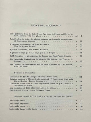 Studi Micenei ed Egeo-anatolici. Volumes 3-12.