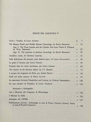 Studi Micenei ed Egeo-anatolici. Volumes 3-12.