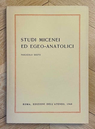 Studi Micenei ed Egeo-anatolici. Volumes 3-12.