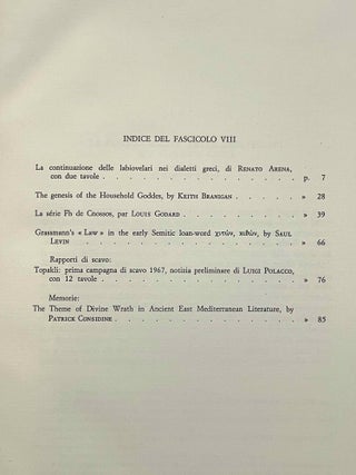 Studi Micenei ed Egeo-anatolici. Volumes 3-12.