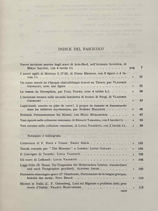 Studi Micenei ed Egeo-anatolici. Volumes 3-12.