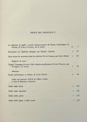 Studi Micenei ed Egeo-anatolici. Volumes 3-12.