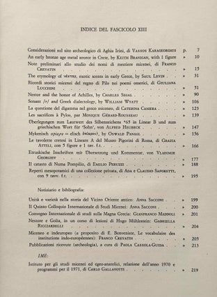 Studi Micenei ed Egeo-anatolici. Volumes 13-26