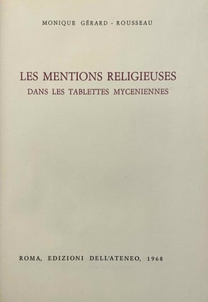 Les mentions religieuses dans les tablettes mycéniennes