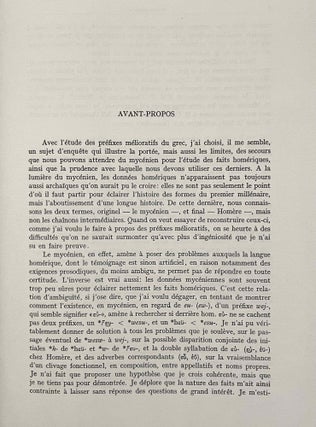 Etudes de composition nominale en Mycénien. Tome I: Les préfixes méliotarifs du grec.
