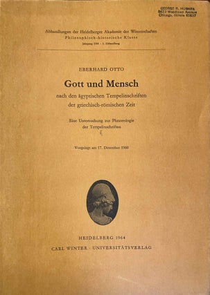 Item #M1228b Gott und Mensch nach den ägyptischen Tempelinschriften der griechisch-römischen...