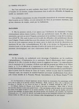 Le temple d'el-Qala. Tome I: Relevé des scènes et des textes; sanctuaire central, sanctuaire nord, salle des offrandes, n°1-112.