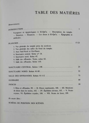 Le temple d'el-Qala. Tome I: Relevé des scènes et des textes; sanctuaire central, sanctuaire nord, salle des offrandes, n°1-112.