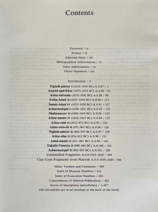 Royal Inscriptions of Mesopotamia. Assyrian Periods. Vol. I: Assyrian rulers of the third and second millennia BC (to 1115 BC). Vol. II: Assyrian rulers of the early first millennium BC (1114-859 BC).