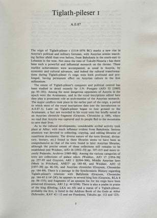 Royal Inscriptions of Mesopotamia. Assyrian Periods. Vol. I: Assyrian rulers of the third and second millennia BC (to 1115 BC). Vol. II: Assyrian rulers of the early first millennium BC (1114-859 BC).