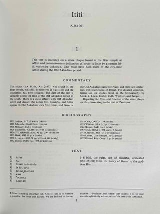 Royal Inscriptions of Mesopotamia. Assyrian Periods. Vol. I: Assyrian rulers of the third and second millennia BC (to 1115 BC). Vol. II: Assyrian rulers of the early first millennium BC (1114-859 BC).
