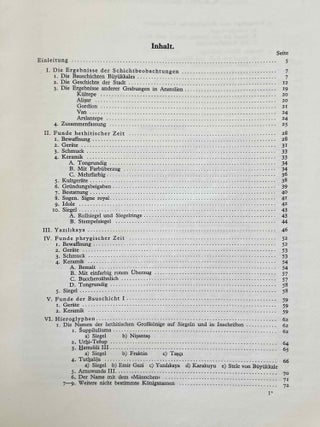Bogazk&ouml;y. Teil 1: Neue Untersuchungen in der hethitischen Hauptstadt. Teil 2: Neue Untersuchungen hethitischer Architektur. Teil 3: Funde aus den Grabungen 1952-1955. Teil 4: Funde aus den Grabungen 1967 und 1968. Teil 5: Funde aus den Grabungen 1970 und 1971. Teil 6: Funde aus den Grabungen bis 1979.[newline]M12337-03.jpeg