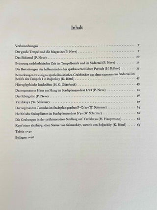 Bogazk&ouml;y. Teil 1: Neue Untersuchungen in der hethitischen Hauptstadt. Teil 2: Neue Untersuchungen hethitischer Architektur. Teil 3: Funde aus den Grabungen 1952-1955. Teil 4: Funde aus den Grabungen 1967 und 1968. Teil 5: Funde aus den Grabungen 1970 und 1971. Teil 6: Funde aus den Grabungen bis 1979.[newline]M12337-16.jpeg