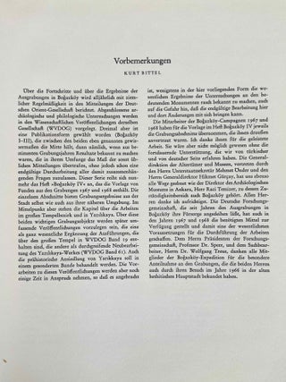 Bogazk&ouml;y. Teil 1: Neue Untersuchungen in der hethitischen Hauptstadt. Teil 2: Neue Untersuchungen hethitischer Architektur. Teil 3: Funde aus den Grabungen 1952-1955. Teil 4: Funde aus den Grabungen 1967 und 1968. Teil 5: Funde aus den Grabungen 1970 und 1971. Teil 6: Funde aus den Grabungen bis 1979.[newline]M12337-17.jpeg