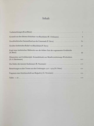 Bogazk&ouml;y. Teil 1: Neue Untersuchungen in der hethitischen Hauptstadt. Teil 2: Neue Untersuchungen hethitischer Architektur. Teil 3: Funde aus den Grabungen 1952-1955. Teil 4: Funde aus den Grabungen 1967 und 1968. Teil 5: Funde aus den Grabungen 1970 und 1971. Teil 6: Funde aus den Grabungen bis 1979.[newline]M12337-26.jpeg