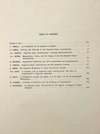 Assyrian royal inscriptions. New horizons in literary, ideological, and historical analysis. Papers of symposium held in Cetona (Siena), June 26-28, 1980.