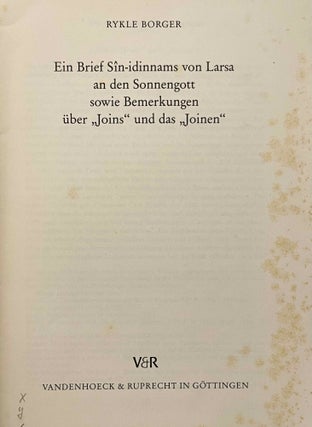 Ein Brief Sîn-idinnams von Larsa an den Sonnengott sowie Bemerkungen über "Joins" und das "Joinen