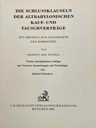 Die Schlussklauseln der Altbabylonischen Kauf- und Tauschvertr&auml;ge. Ein Beitrag zur Geschichte des Barkaufes.[newline]M12392-01.jpeg