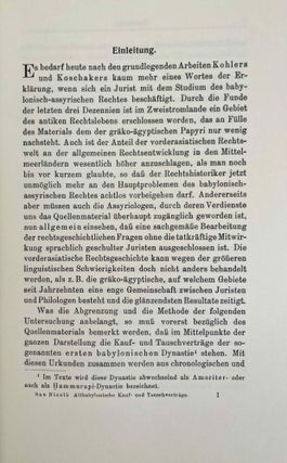 Die Schlussklauseln der Altbabylonischen Kauf- und Tauschverträge. Ein Beitrag zur Geschichte des Barkaufes.