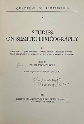 Studies on Semitic lexicography