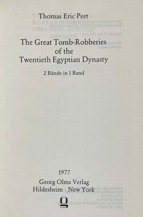 The great tomb robberies of the Twentieth Egyptian dynasty. Being a critical study, with translations and commentaries, of the papyri in which these are recorded. Vol I: Text. Vol. II: Plates (complete set)[newline]M1239h-01.jpeg