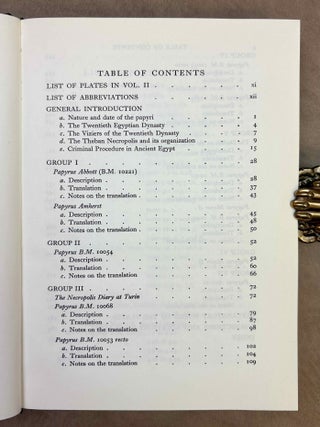 The great tomb robberies of the Twentieth Egyptian dynasty. Being a critical study, with translations and commentaries, of the papyri in which these are recorded. Vol I: Text. Vol. II: Plates (complete set)[newline]M1239l-04.jpeg