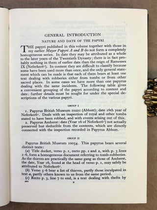 The great tomb robberies of the Twentieth Egyptian dynasty. Being a critical study, with translations and commentaries, of the papyri in which these are recorded. Vol I: Text. Vol. II: Plates (complete set)[newline]M1239l-06.jpeg