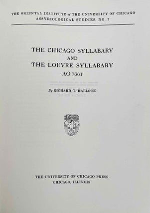 The Chicago syllabary and the Louvre syllabary AO 7661 (XEROX)