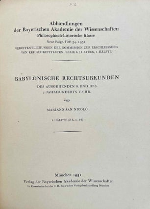 Babylonische Rechtsurkunden des ausgehenden 8. und 7. Jahrhunderts. 1. Hälfte (Nr. 1-86).