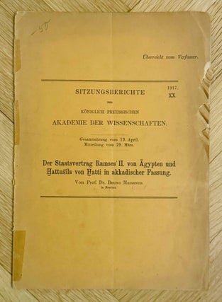 Item #M12405 Der Staatsvertrag Ramses' II. von Ägypten und Hattusils von Hatti in...