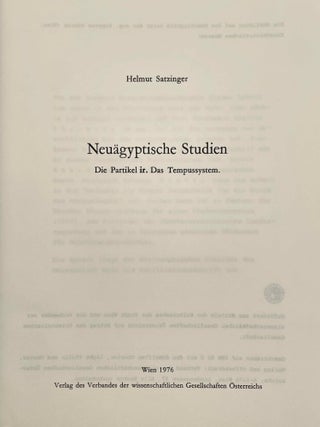 Neu&auml;gyptische Studien. Die Partikel ir. Das Tempussystem.[newline]M12412-01.jpeg