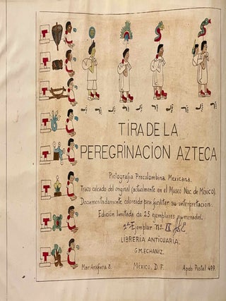 Tira de la peregrinaci&oacute;n azteca. Pictograf&iacute;a precolombina mexicana.[newline]M12417-02.jpeg
