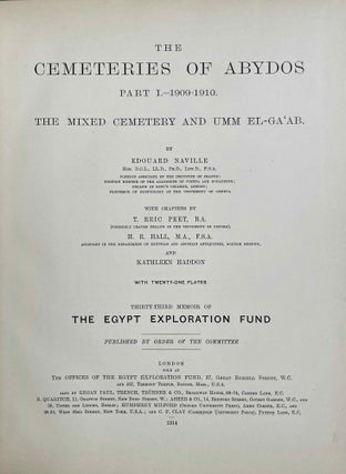 The cemeteries of Abydos. Part I: The mixed cemetery and Umm el-Ga'ab. Part II: 1911-1912. Part III: 1912-1913. (complete set)[newline]M1245-02.jpeg
