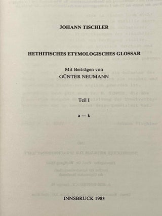 Hethitisches etymologisches Glossar. Lieferungen 1-10.[newline]M12479-01.jpeg