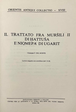 Il trattato fra Mursili II di Hattusa e Niqmepa di Ugarit