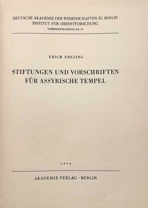 Stiftungen und Vorschriften für assyrische Tempel