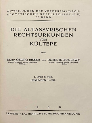 Die altassyrischen Rechtsurkunden vom K&uuml;ltepe. Teil 1/2. Urkunden 1-290.[newline]M12503-03.jpeg