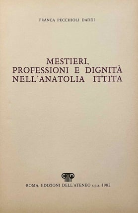 Mestieri, professioni e dignità nell'Anatolia ittita
