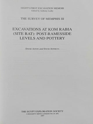 The Survey of Memphis III. Excavations at Kom Rabia (Site Rat), post-Ramesside levels and pottery.[newline]M12636a-01.jpeg