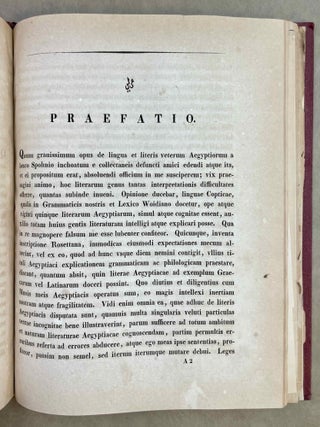 De lingua et literis veterum Aegyptiorum. Cum permultis tabulis lithographicis literas Aegyptiorum tum vulgari tum sacerdotali ratione scriptas explicantibus atque interpretationem Rosettanae aliarumque inscriptionum et aliquot voluminum papyraceorum in sepuloris repertorum exhibentibus. Accedunt Grammatica atque Glossarium Aegyptiacum. Pars 1 & 2 (complete)[newline]M12656-19.jpeg