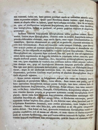De lingua et literis veterum Aegyptiorum. Cum permultis tabulis lithographicis literas Aegyptiorum tum vulgari tum sacerdotali ratione scriptas explicantibus atque interpretationem Rosettanae aliarumque inscriptionum et aliquot voluminum papyraceorum in sepuloris repertorum exhibentibus. Accedunt Grammatica atque Glossarium Aegyptiacum. Pars 1 & 2 (complete)[newline]M12656-25.jpeg