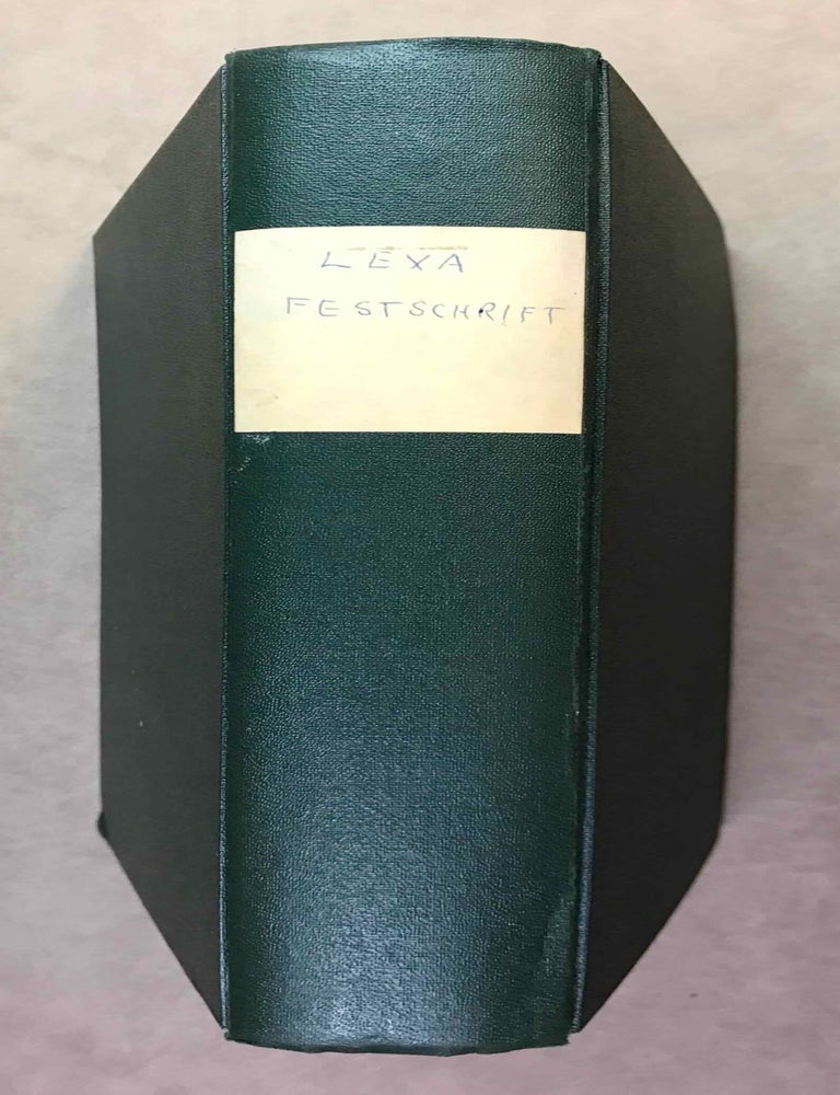 Item #M12657 Diatribae quas amici collegae discipuli Francisco Lexa quinque et septuaginta annos nato. Pars prima et pars altera (complete). LEXA Frantisek - ZABA Zbynek, in honorem.[newline]M12657-00.jpeg