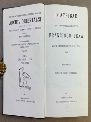 Diatribae quas amici collegae discipuli Francisco Lexa quinque et septuaginta annos nato. Pars prima et pars altera (complete)[newline]M12657-02.jpeg