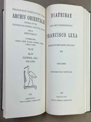 Diatribae quas amici collegae discipuli Francisco Lexa quinque et septuaginta annos nato. Pars prima et pars altera (complete)[newline]M12657-13.jpeg